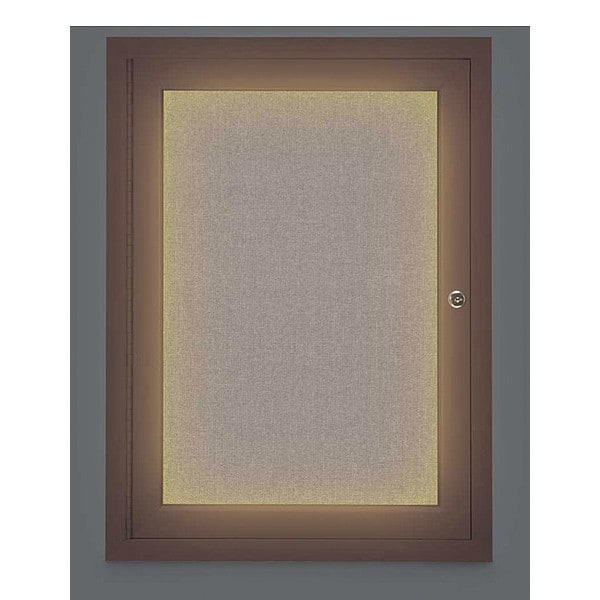 Corkboard, Lighted, Fbrc, Brnz, 1 Dr, 18x24"