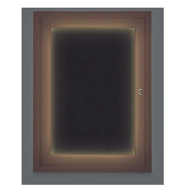 Corkboard, Lghtd, Rubber, Brnze, 1 Dr, 18x24"