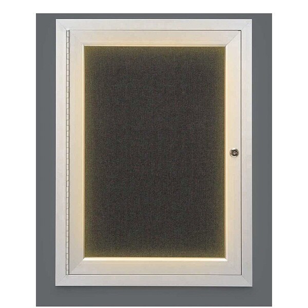 Crkboard, Lght, Fbrc, 1 Dr, Satin/Blk, 18x24"