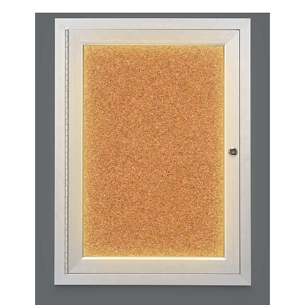 Corkboard, Lighted, Cork, 1 Door, 18x24"