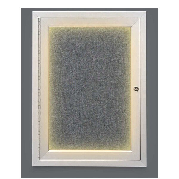 Crkboard, Lght, Fbrc, 1 Dr, Satin/Gry, 18x24"