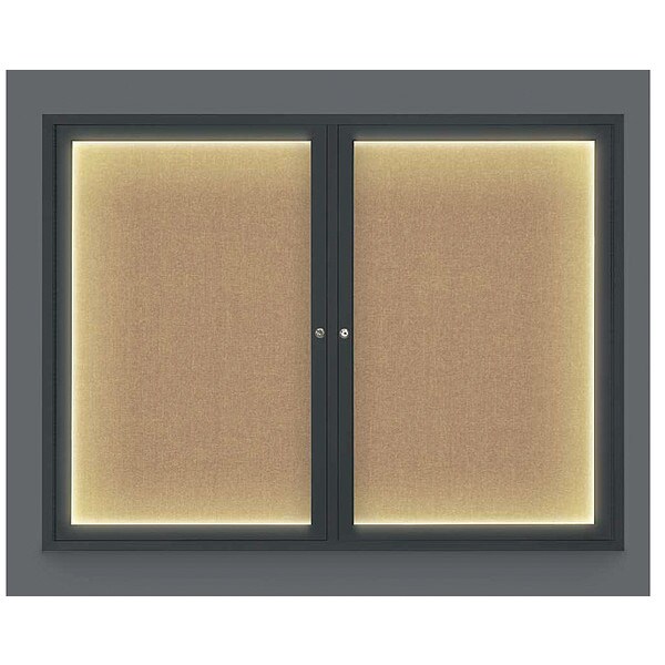 Corkboard, Lght, Fbrc, Blk/Buff, 2 Dr, 42x32"