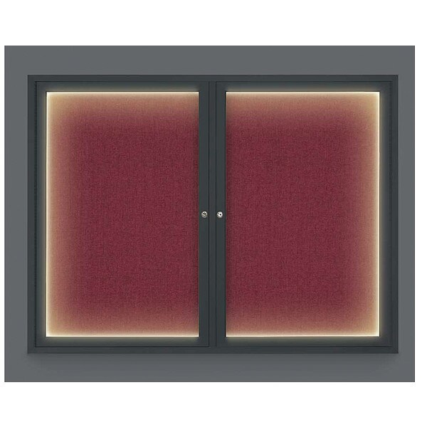 Corkboard, Lght, Fbrc, Blk/Burg, 2 Dr, 42x32"