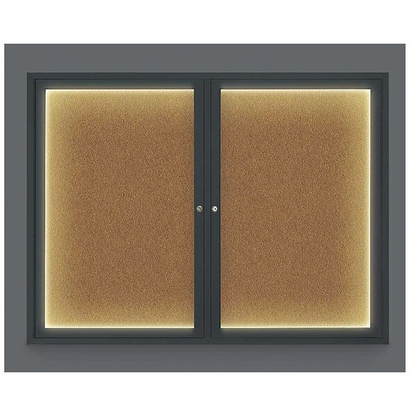 Corkboard, Lighted, Blk, Forbo, 2 Dr, 42x32"