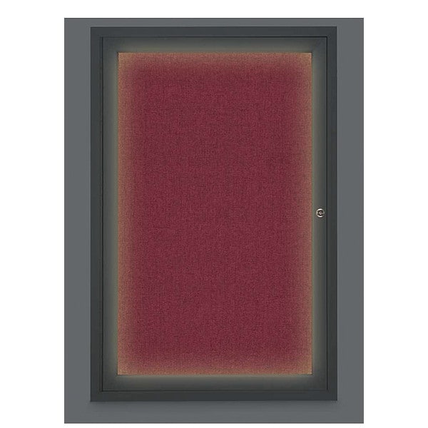 Corkboard, Lght, Fbrc, Blk/Burg, 1 Dr, 24x36"