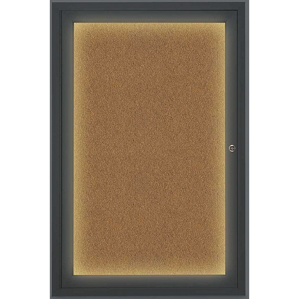 Corkboard, Lighted, Blk, Forbo, 1 Dr, 24x36"
