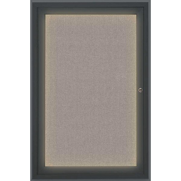 Corkboard, Lghtd, Fbrc, Blk/Prl, 1 Dr, 24x36"