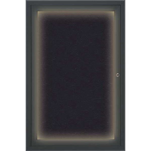 Corkboard, Lighted, Blk, Rubber, 1 Dr, 24x36"