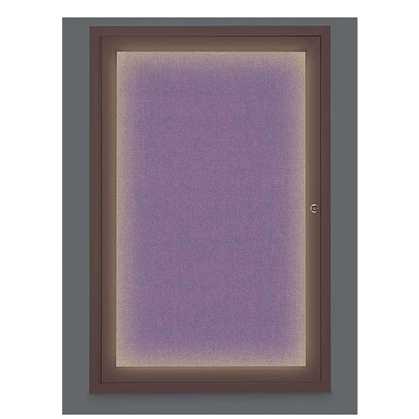 Corkboard, Lighted, Fbrc, Brnze, 1 Dr, 24x36"
