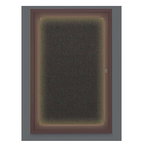 Corkboard, Lighted, Fbrc, Brnz, 1 Dr, 24x36"