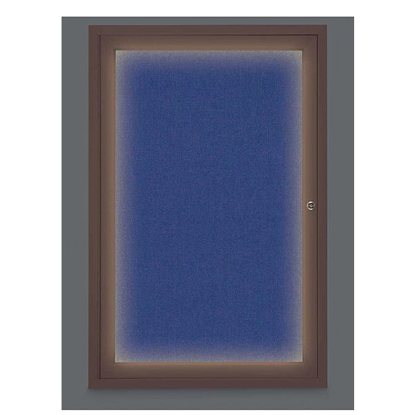 Corkboard, Lighted, Fbrc, Brnz, 1 Dr, 24x36"