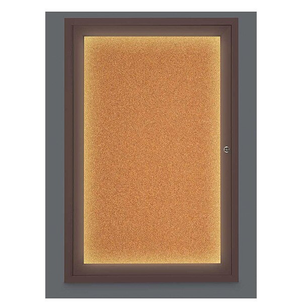 Corkboard, Lighted, Cork, 1 Door, 24 x 36"