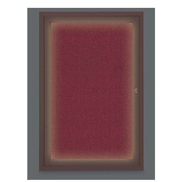 Corkboard, Lighted, Fbrc, Brnze, 1 Dr, 24x36"