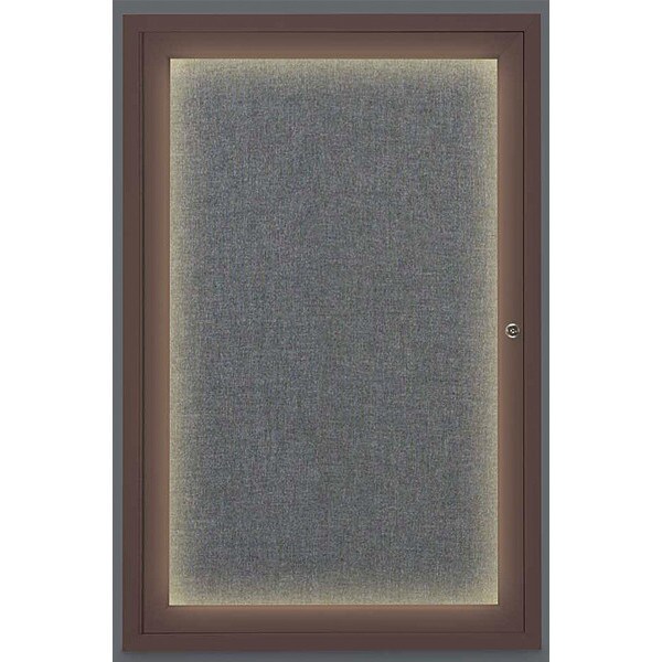 Corkboard, Lightd, Fbrc, Bronze, 1 Dr, 24x36"