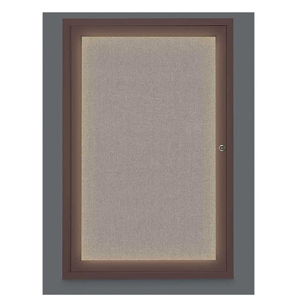 Corkboard, Lighted, Fbrc, Bronz, 1 Dr, 24x36"