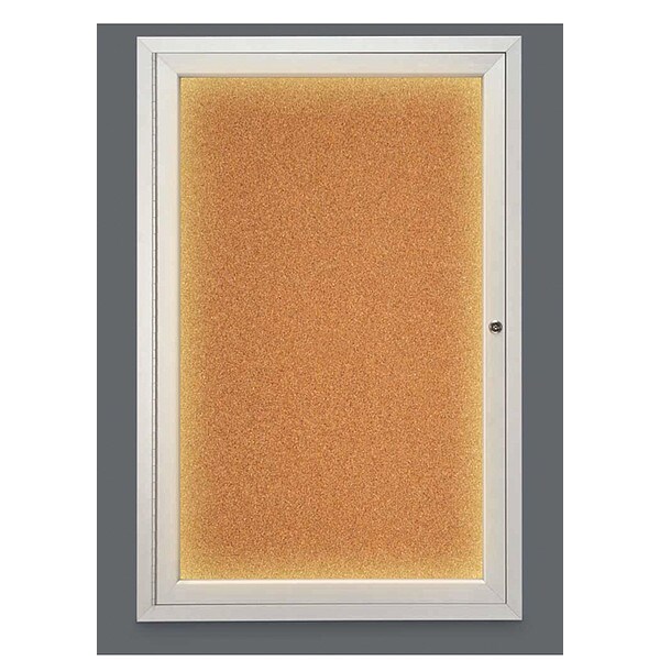 Corkboard, Lighted, Cork, 1 Door, 24 x 36"