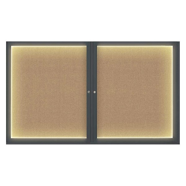 Corkboard, Lght, Fbrc, Blk/Buff, 2 Dr, 60x36"