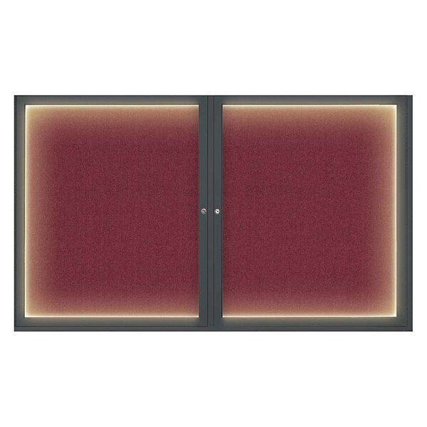 Corkboard, Lght, Fbrc, Blk/Burg, 2 Dr, 60x36"