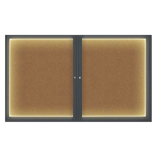 Corkboard, Lighted, Blk, Forbo, 2 Dr, 60x36"