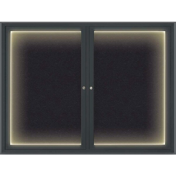 Corkboard, Lighted, Blk, Rubber, 2 Dr, 42x32"