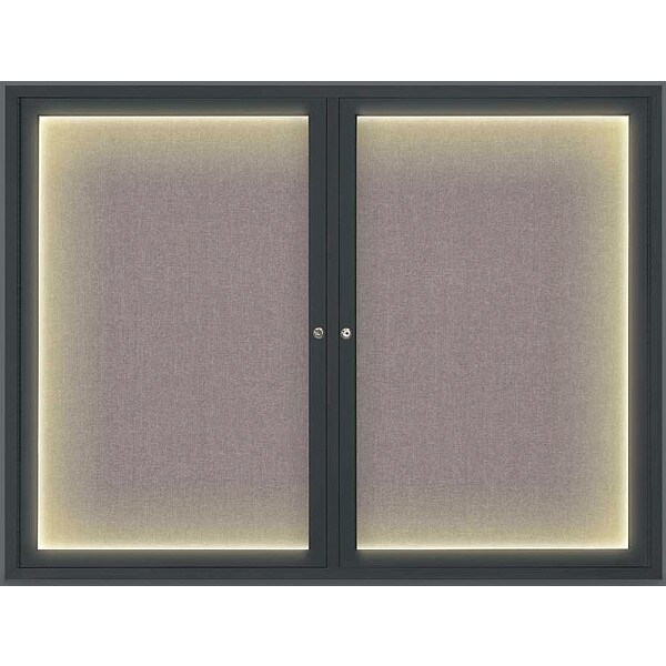 Corkboard, Lght, Fbrc, Blk/Surf, 2 Dr, 42x32"
