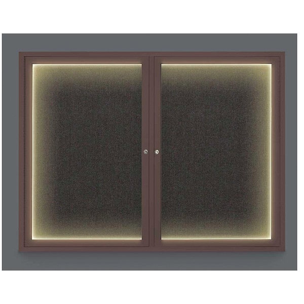 Corkboard, Lght, Fbrc, Brnz/Blk, 2 Dr, 42x32"