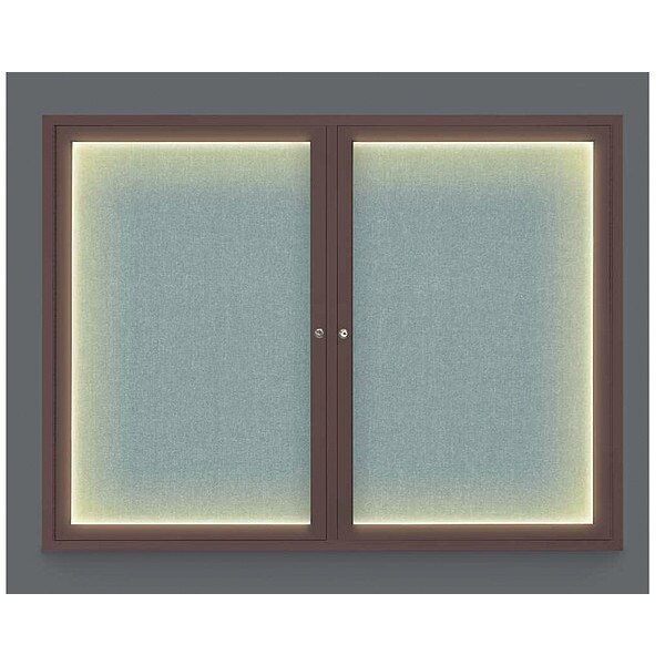 Corkboard, Lght, Fbrc, Brnz/Cld, 2 Dr, 42x32"