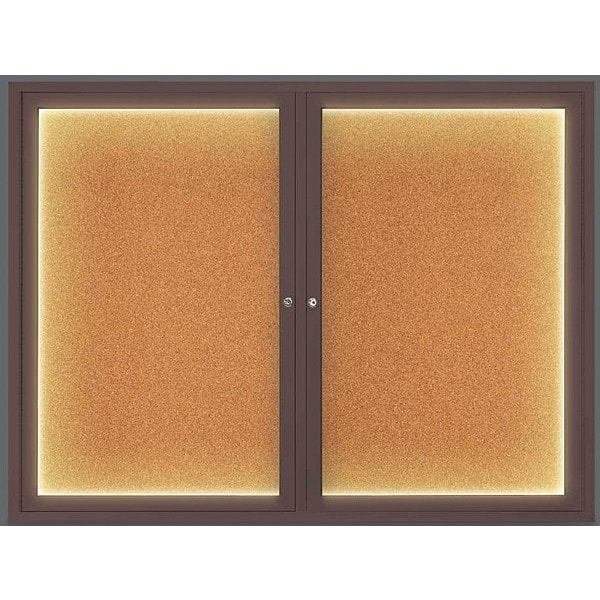 Corkboard, Lighted, Cork, 2 Door, 42 x 32"