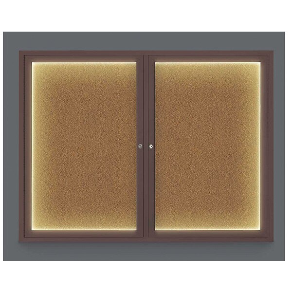 Corkboard, Lighted, Forbo, 2 Door, 42 x 32"