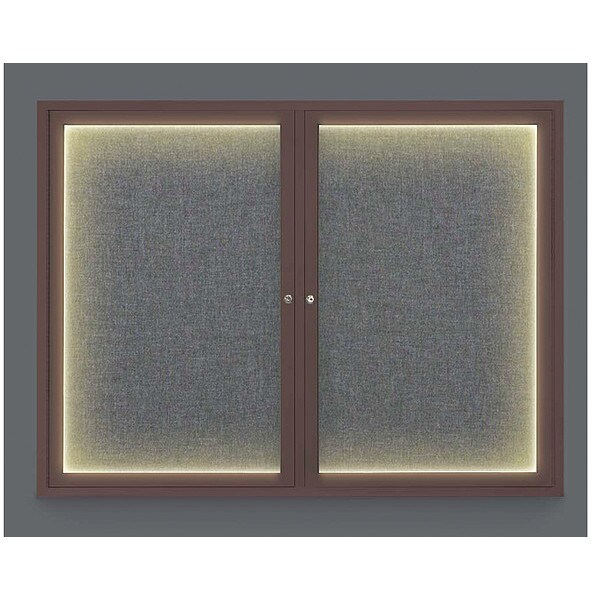 Corkboard, Lght, Fbrc, Brnz/Gry, 2 Dr, 42x32"