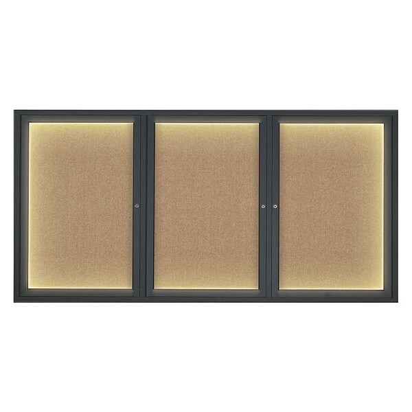 Corkboard, Lght, Fbrc, Blk/Buff, 3 Dr, 72x36"