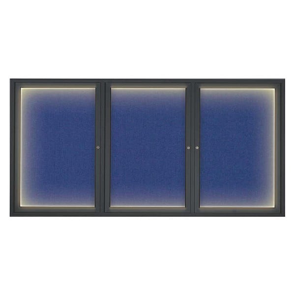 Crkboard, Lght, Fbrc, Blk/Cobac, 3 Dr, 72x36"