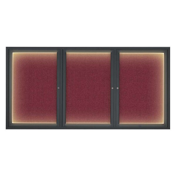 Corkboard, Lght, Fbrc, Blk/Burg, 3 Dr, 72x36"