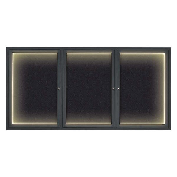 Corkboard, Lighted, Blk, Rubber, 3 Dr, 72x36"