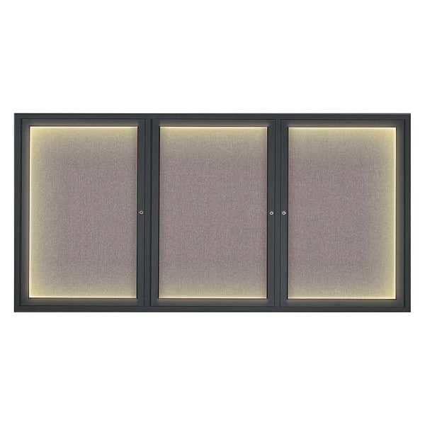Corkboard, Lght, Fbrc, Blk/Surf, 3 Dr, 72x36"