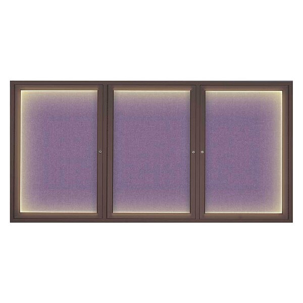 Crkboard, Lght, Fbrc, Brnz/Amth, 3 Dr, 72x36"