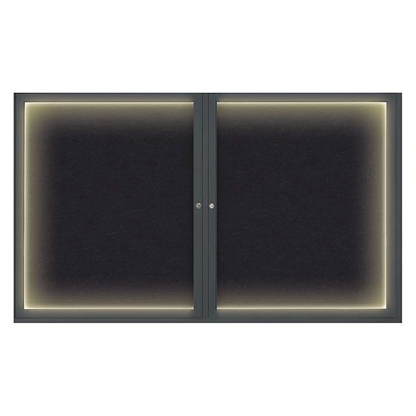 Corkboard, Lighted, Blk, Rubber, 2 Dr, 60x36"