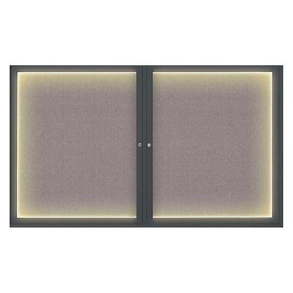 Corkboard, Lght, Fbrc, Blk/Surf, 2 Dr, 60x36"