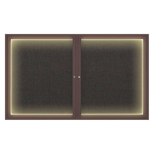 Corkboard, Lght, Fbrc, Brnz/Blk, 2 Dr, 60x36"