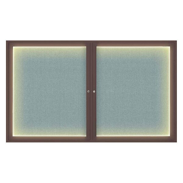 Corkboard, Lght, Fbrc, Brnz/Cld, 2 Dr, 60x36"
