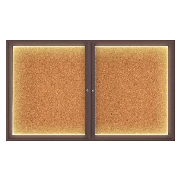 Corkboard, Lighted, Cork, 2 Door, 60x36"