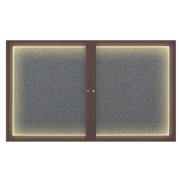 Corkboard, Lght, Fbrc, Brnz/Gry, 2 Dr, 60x36"