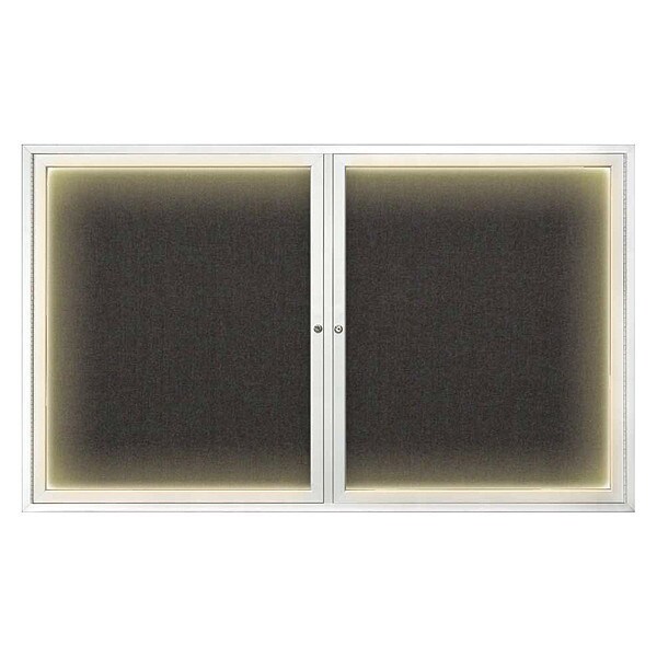 Crkboard, Lght, Fbrc, 2 Dr, Satin/Blk, 60x36"