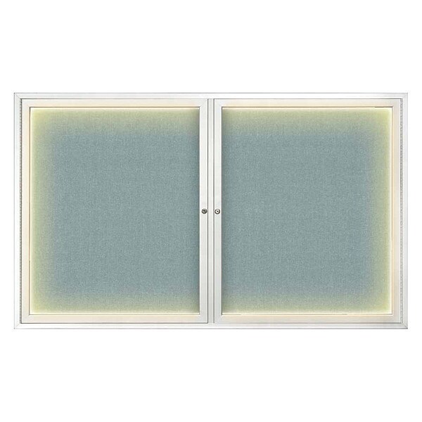 Crkboard, Lght, Fbrc, 2 Dr, Satin/Cld, 60x36"