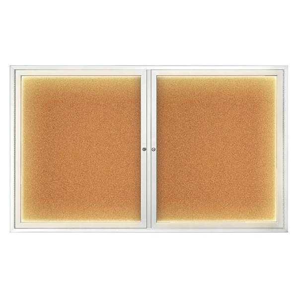 Corkboard, Lighted, Cork, 2 Door, 60x36"