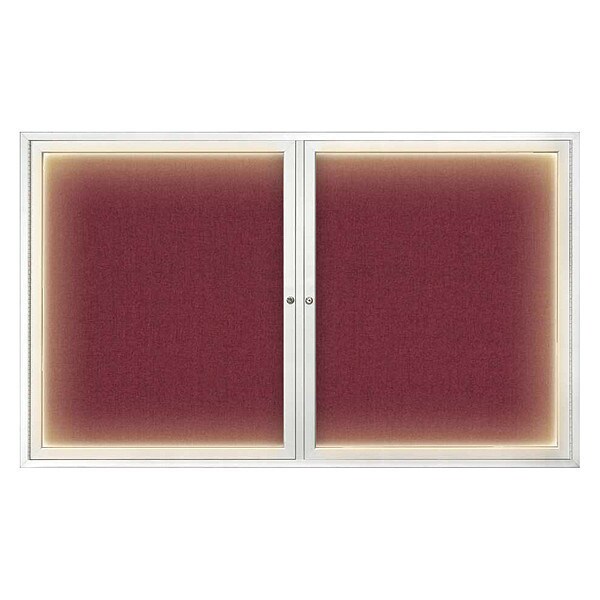 Crkboard, Lght, Fbrc, 2 Dr, Satin/Brg, 60x36"