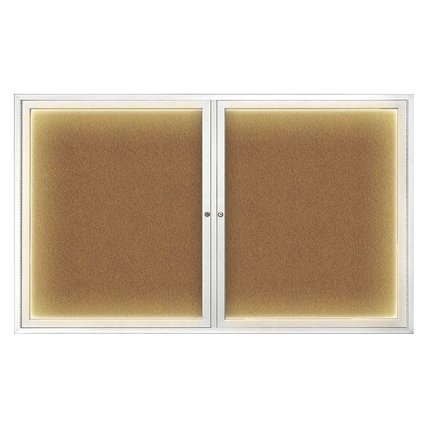Corkboard, Lighted, Forbo, 2 Door, 60x36"