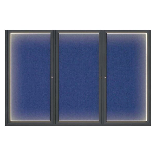 Crkboard, Lght, Fbrc, Blk/Cobac, 3 Dr, 72x48"