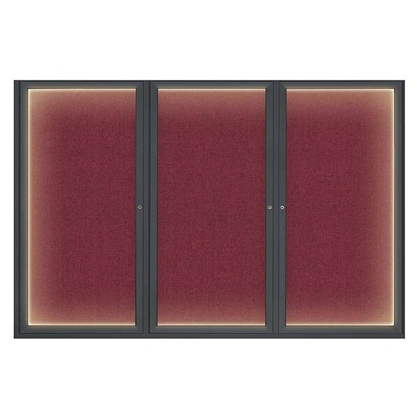 Corkboard, Lght, Fbrc, Blk/Burg, 3 Dr, 72x48"