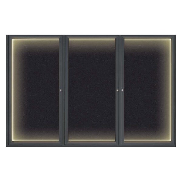 Corkboard, Lighted, Blk, Rubber, 3 Dr, 72x48"